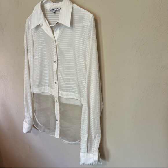 Elizabeth and James half sheer white button up collared shirt - Picture 7 of 11